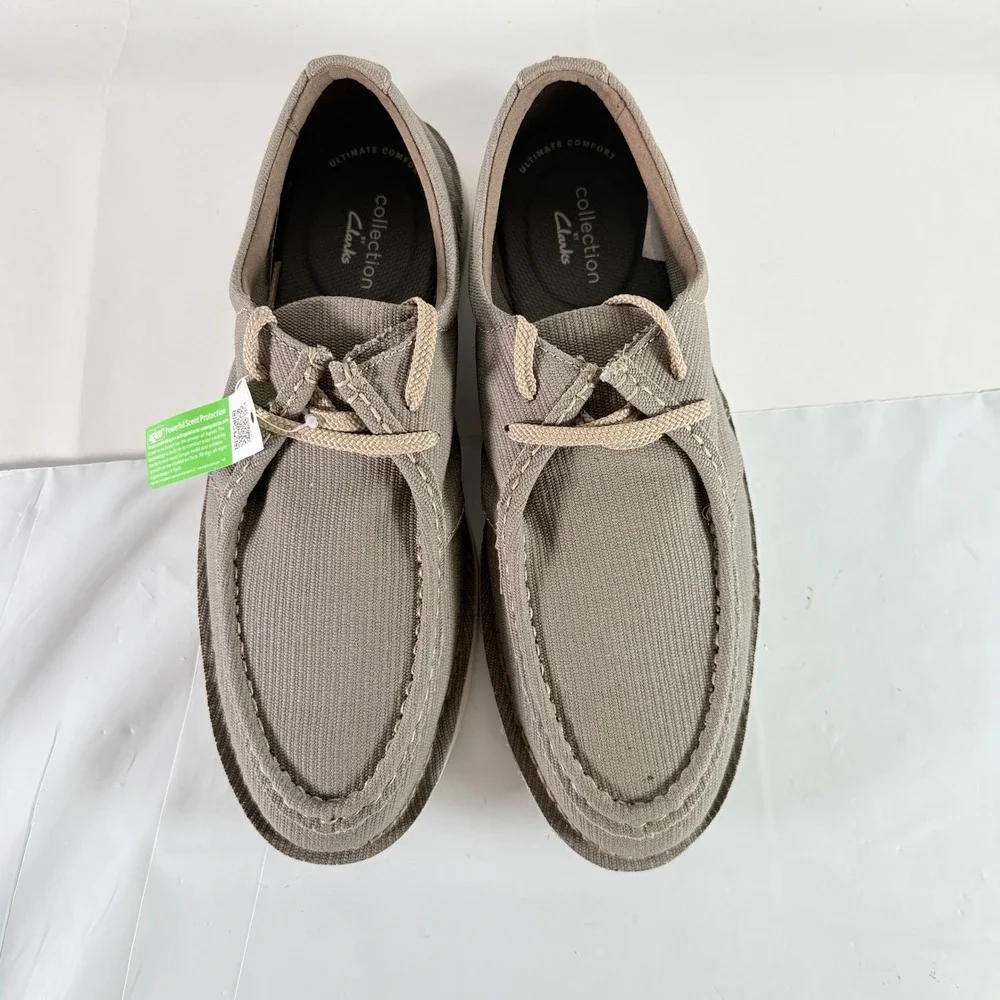 Clarks Forge Run Olive Canvas Men's‎ Size 10.5 M Comfort Loafers Shoes New